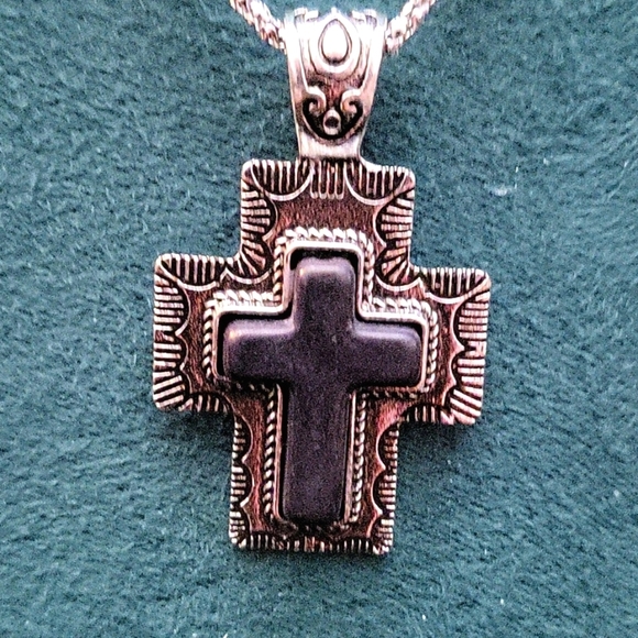Black Cross โ๏ธ Necklace Pendant with Extender NWTags Easter ๐ ๐ Gift - Picture 3 of 4